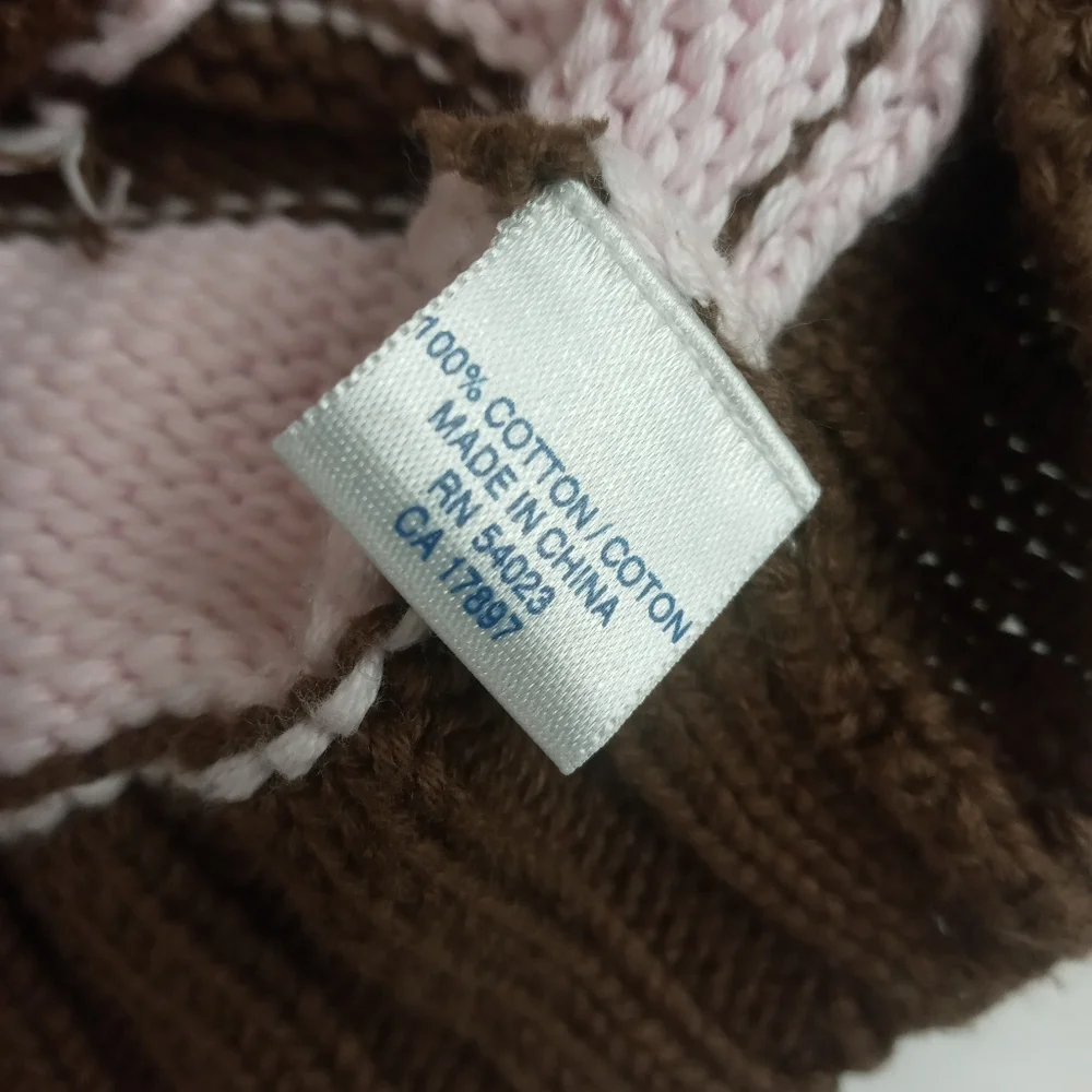 Old Navy girls size 6-12 light pink and brown large button wrap cardigan sweater
